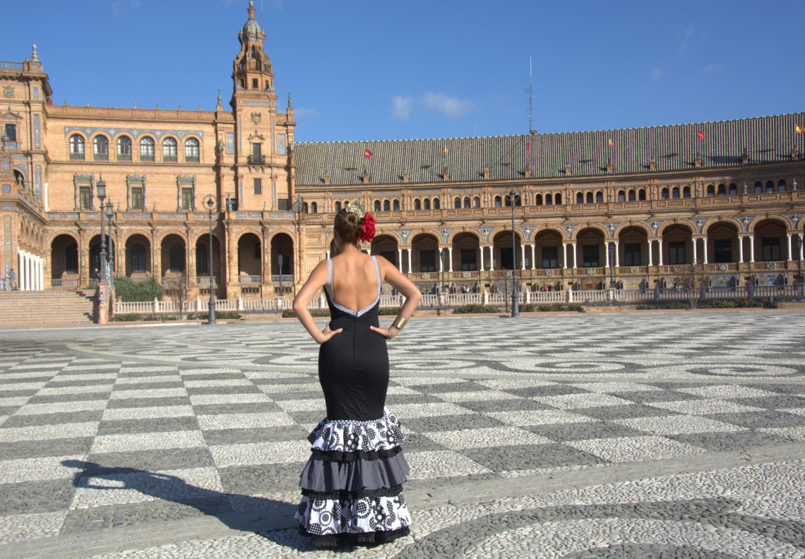 Flamenco Dancer in Piazza di Spagna, Seville, Spain woman-in-the-piazza-di-spagna-in-seville-spain