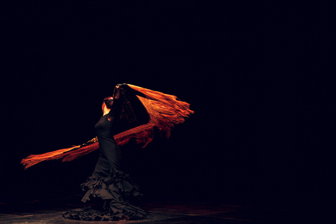 Flamenco Dancer in Traditional Costume flamenco-dancer-in-traditional-costume-flamenco-spanish-dance-on-stage