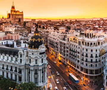 Panoramic View of Gran via, Madrid, Spain panoramic-view-of-gran-via-madrid-spain