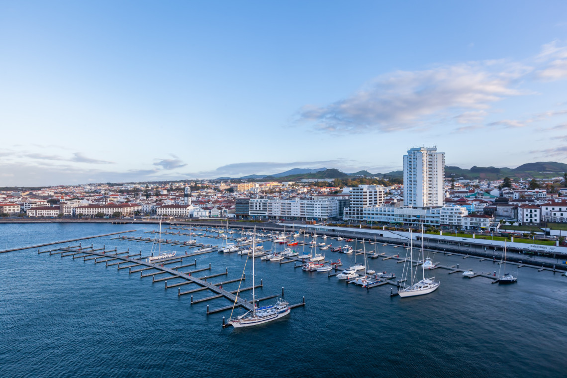 Ponta Delgada Waterfront And Promenade, Sao Miguel Island, Azores, Portugal Ponta Delgada Waterfront And Promenade, Sao Miguel Island, Azores, Portugal