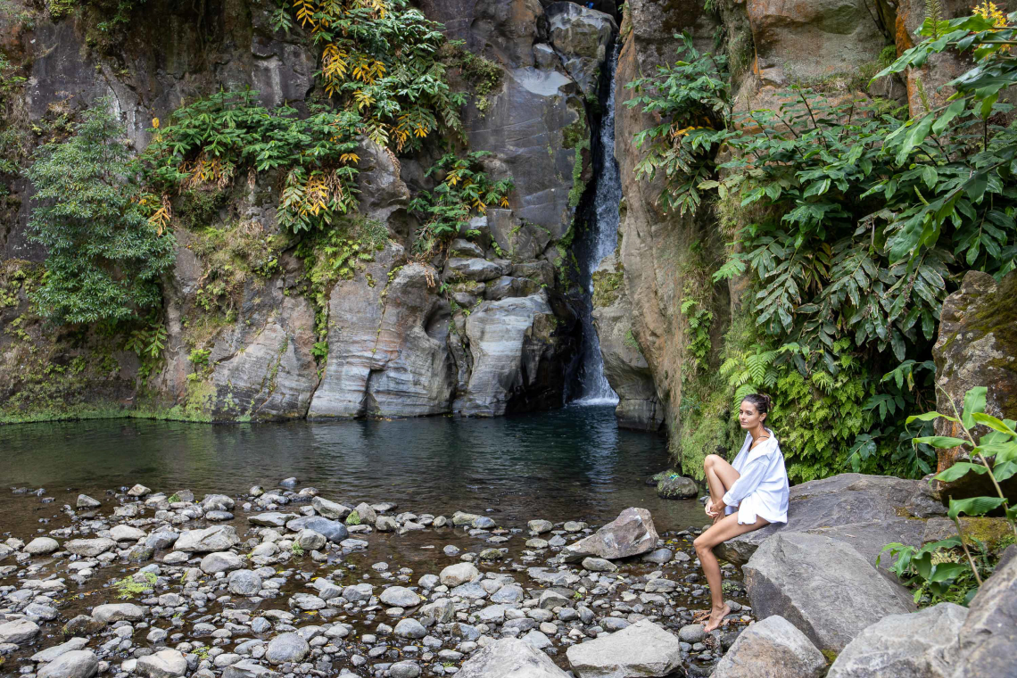 Hiking in the Azores Islands, Portugal.