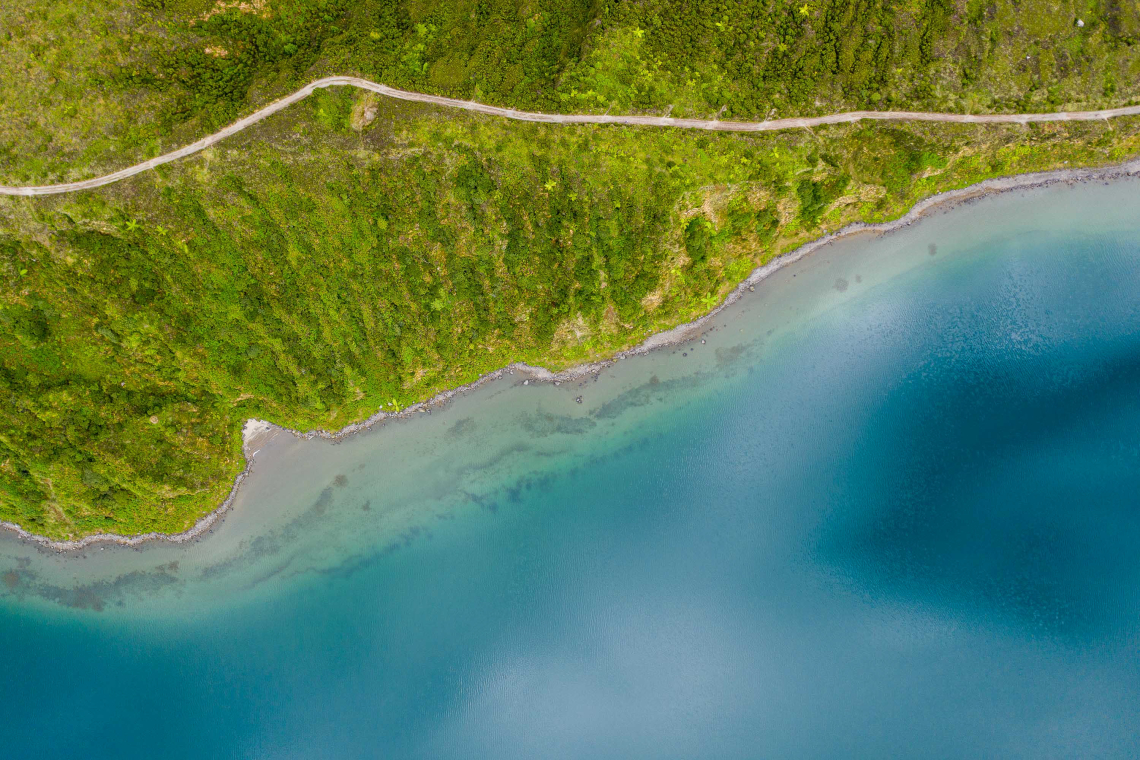 Paths of the Lagoa do Fogo hiking trail in Sao Miguel Island, Azores, Portugal