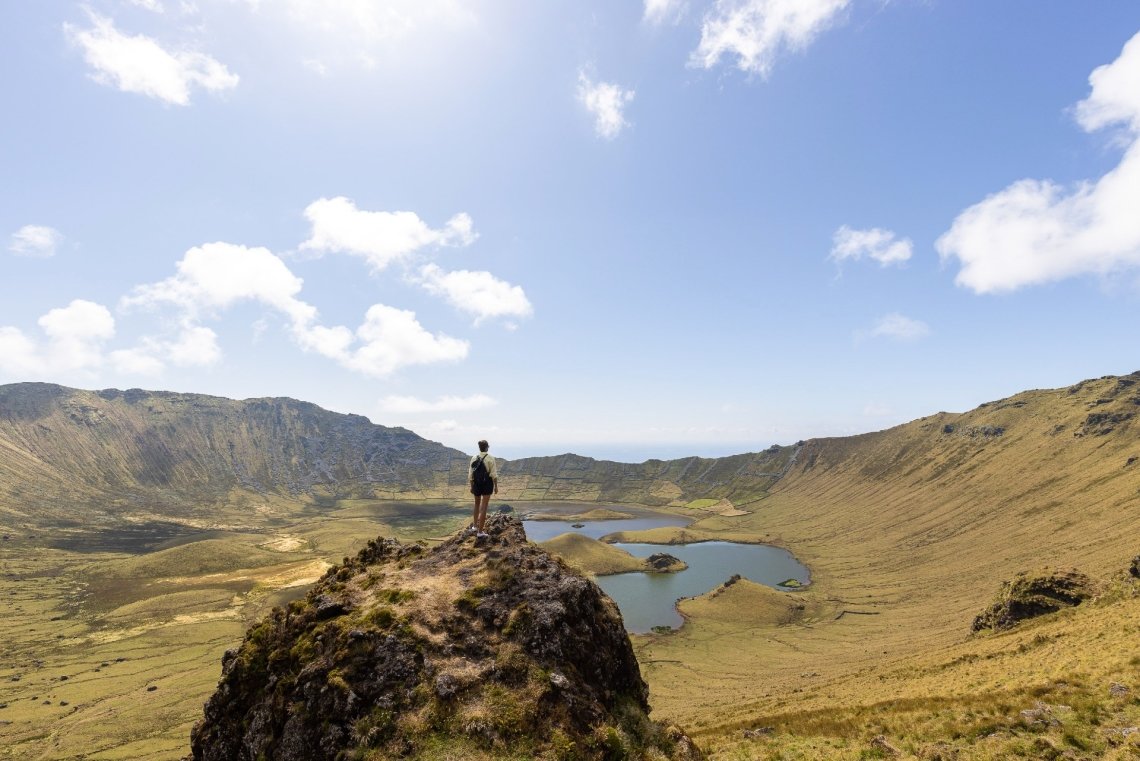 Caldeirao trail in Corvo Island, Azores, Portugal