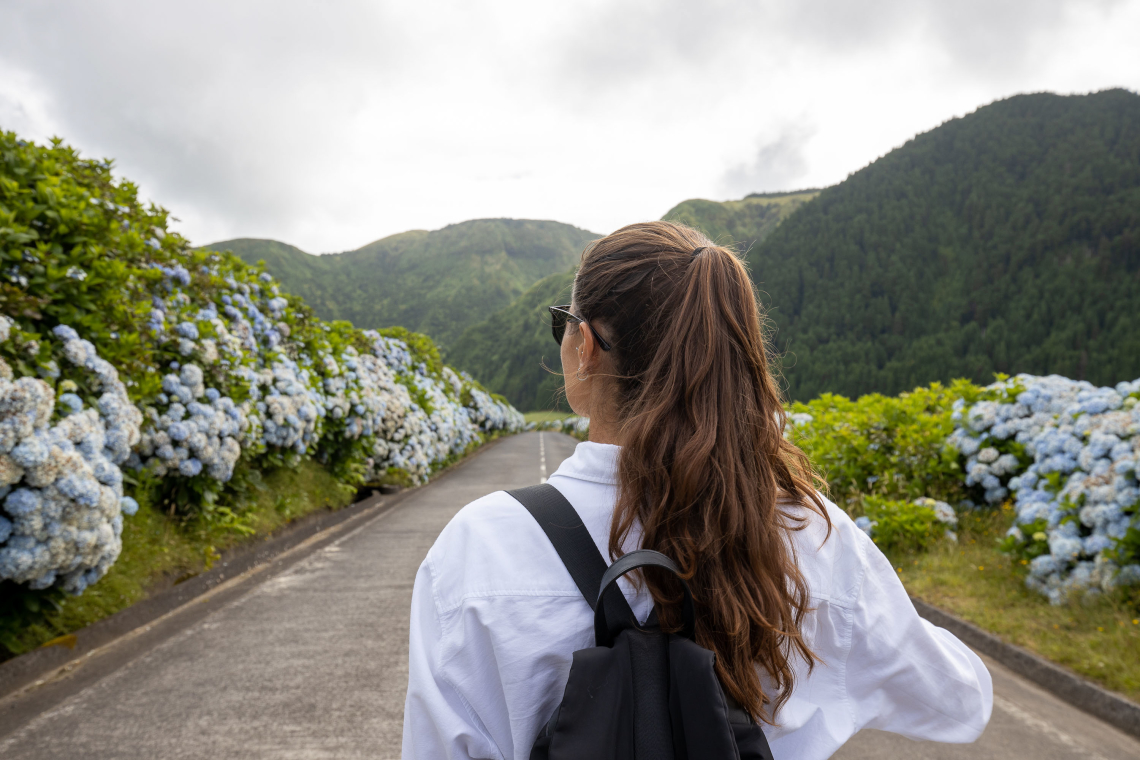 Hiking in Sete Cidades, São Miguel Island, Azores, Portugal.