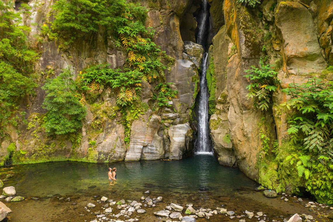 Salto do Cabrito waterfall in Sao Miguel Island, Azores, Portugal