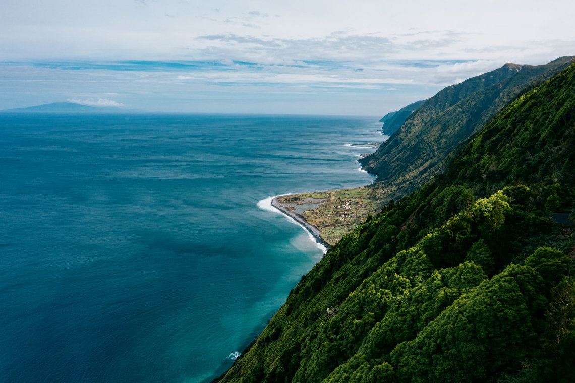 The most famous Azores hiking trail of São Jorge Island is the one that connects Faja da Caldeira do Santo Cristo to Faja dos Cubres in Portugal.