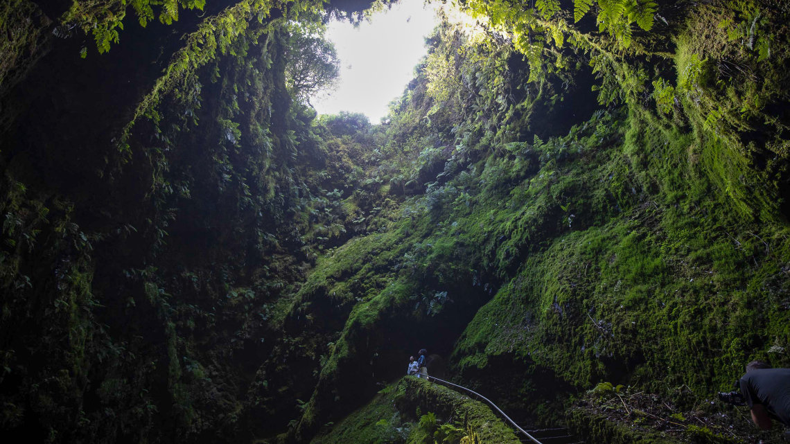 Paisagens dos Açores: Algar do Carvão, Terceira, Açores O Algar do Carvão é a maior atração da Ilha Terceira nos Açores e é um dos únicos vulcões no mundo que se pode visitar.