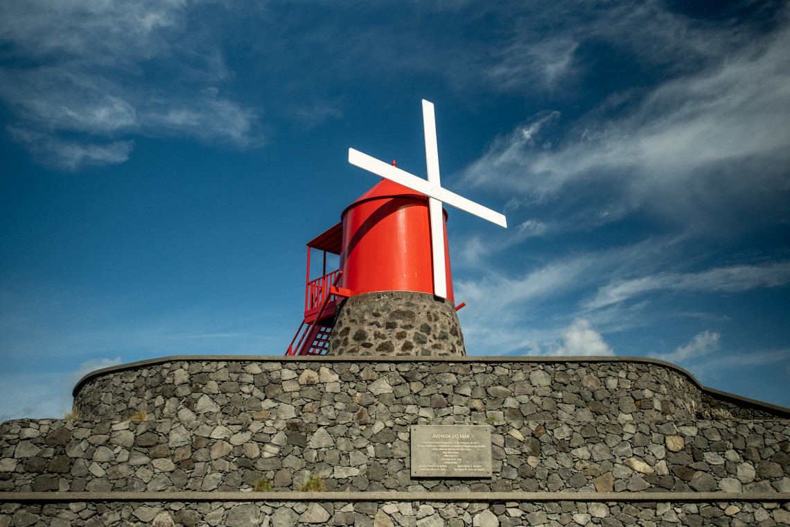 Moinho Iluminado Illuminated Mill in Cais do Pico, Pico Island, Azores