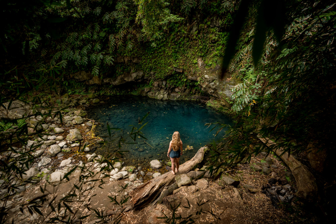 Poço Azul in Nordeste, São Miguel Island, the Azores, Portugal