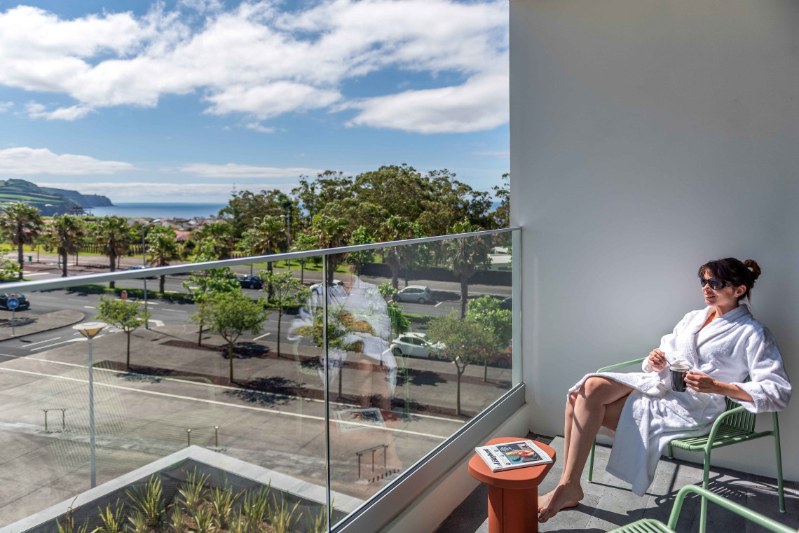 Relaxing Balcony Moment at DoubleTree by Hilton in Lagoa, São Miguel Island