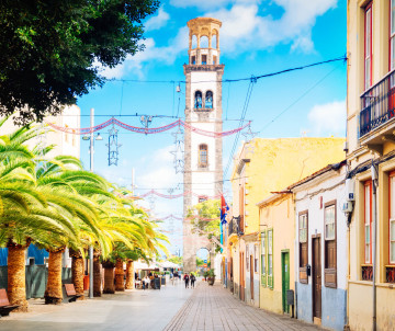 Street in old town of Santa Cruz de Tenerife, Spain, toned street-in-old-town-of-santa-cruz-de-tenerife-spain