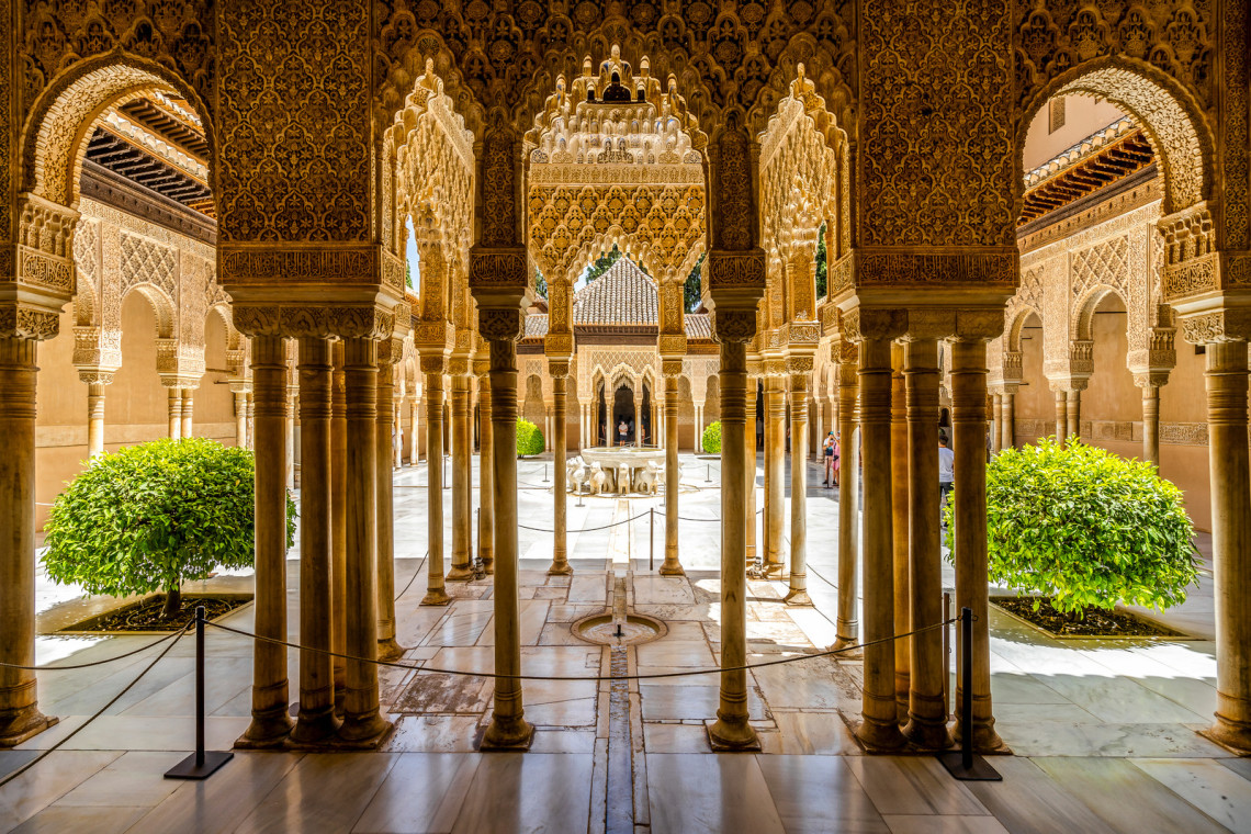 Court of the Lions in Nasrid Palaces of Alhambra palace complex, Granada, Spain court-of-the-lions-in-nasrid-palaces-of-alhambra-palace-complex-granada-spain