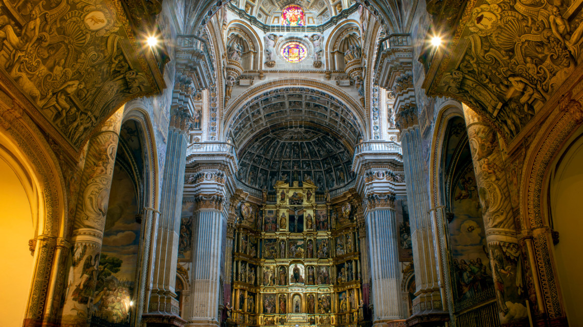 Interior of the monastery of San Jerónimo in Granada, Andalusia, Spain interior-of-the-monastery-of-san-jer-nimo-in-granada-andalusia-spain