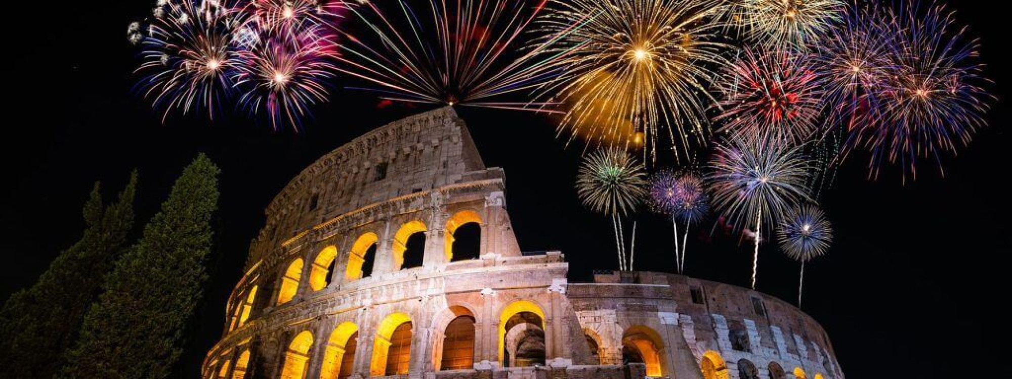 New Year's Eve Rome rome colosseum with fireworks on new year