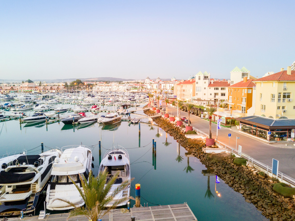 View of marina in touristic Vilamoura in Algarve, Portugal