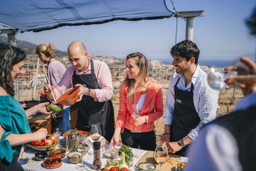 Food & Wine: Paella Cooking Experience with Sea View & Winery Tour from Barcelona - Full Day